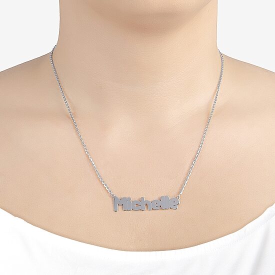 Womens Sterling Silver 18 Inch Name Necklace