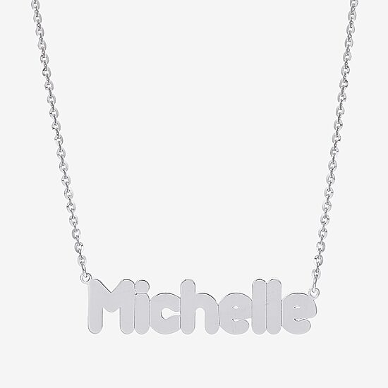 Womens Sterling Silver 16 Inch Name Necklace