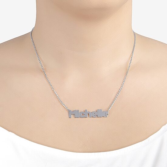 Womens Sterling Silver 16 Inch Name Necklace