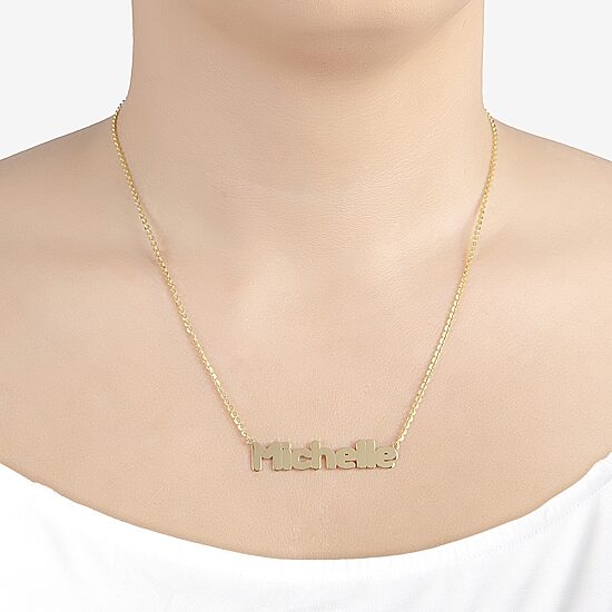 Womens 14K Gold Over Silver 18 Inch Name Necklace