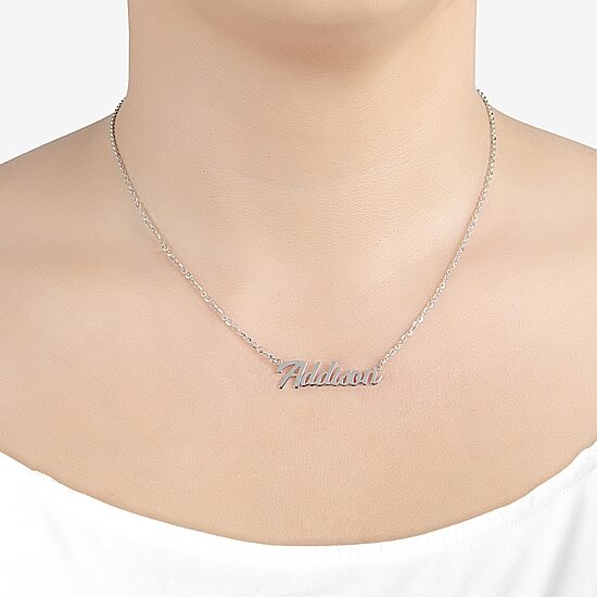 Womens Sterling Silver 16 Inch Name Necklace