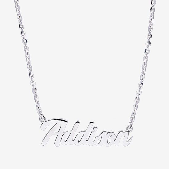 Womens Sterling Silver 18 Inch Name Necklace