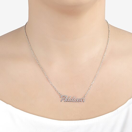 Womens Sterling Silver 18 Inch Name Necklace