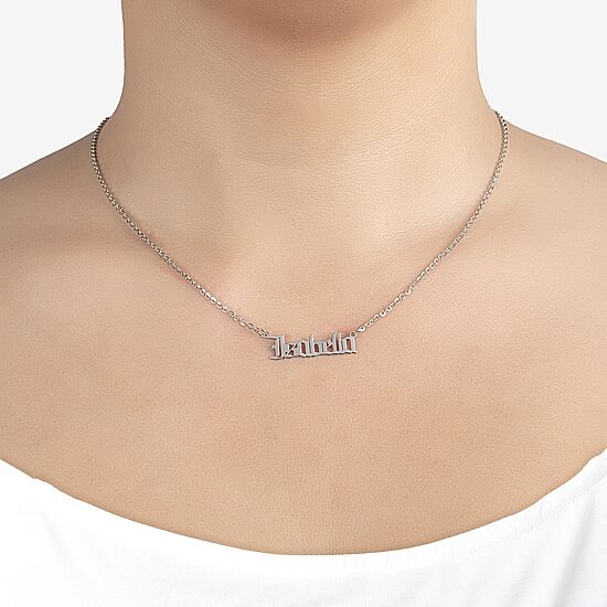 Womens Sterling Silver 16 Inch Name Necklace