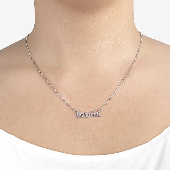 Womens Sterling Silver 18 Inch Name Necklace