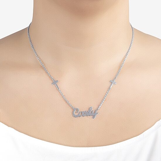 Womens Sterling Silver 16 Inch Name Necklace