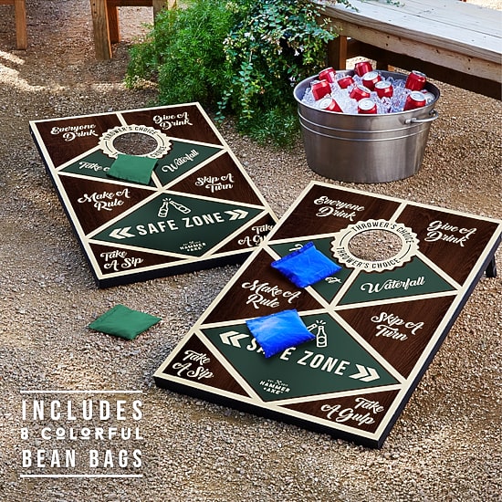 Hammer + Axe Vintage Tipsy Toss Drinking Game, Premium Wood Cornhole With 8 Bean Bags and Carrying Handles
