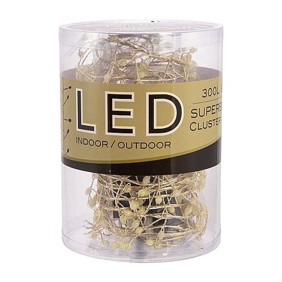 Kurt Adler 300-Light Cluster Garland Cool White LED Twinkle Lights