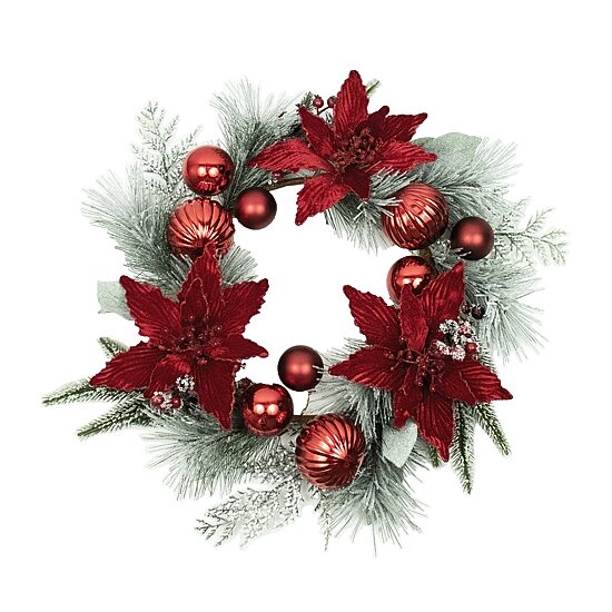 Kurt Adler Berry And Poinsettia Wreath
