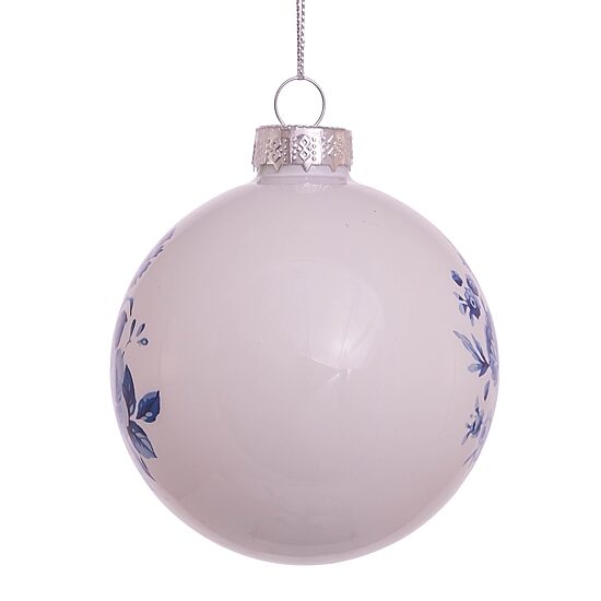 Kurt Adler 80MM Delft Blue Shiny Glass Ball Ornaments 6-Piece Set