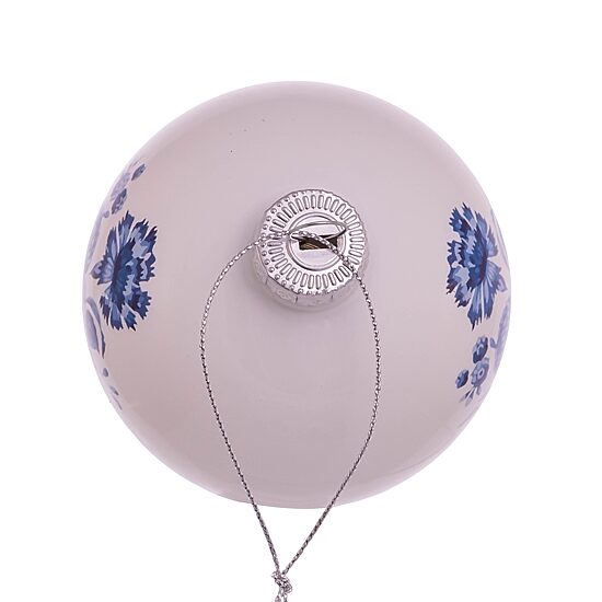 Kurt Adler 80MM Delft Blue Shiny Glass Ball Ornaments 6-Piece Set
