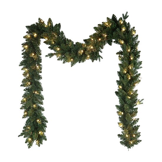 Kurt Adler 9-Foot Pre-Lit Warm White LED Jackson Pine Garland