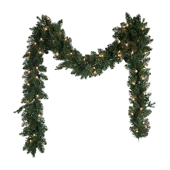 Kurt Adler 9-Foot Pre-Lit Clear Incandescent Jackson Pine Garland