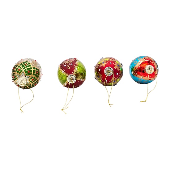 Kurt Adler 65MM Glass Egg Ornaments 4 Piece Set