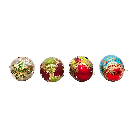 Kurt Adler 65MM Glass Egg Ornaments 4 Piece Set