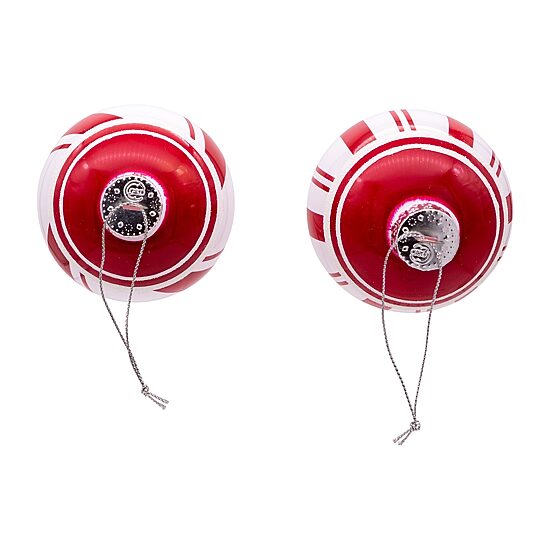 Kurt Adler 80MM Red and White Glass Ball Ornaments 6 Piece Set