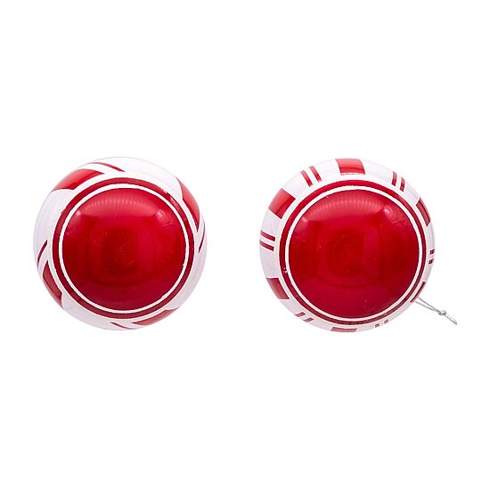 Kurt Adler 80MM Red and White Glass Ball Ornaments 6 Piece Set