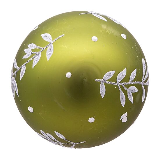 Kurt Adler 80MM Green Leaf Design Ball Ornaments 6 Piece Set
