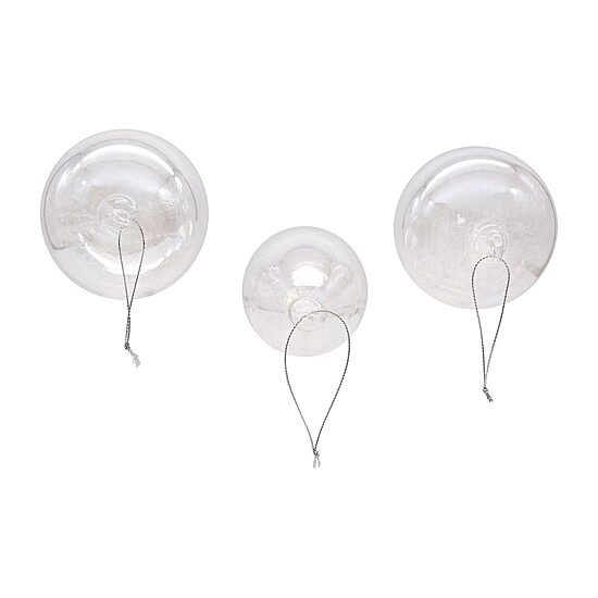 Kurt Adler 80MM Clear Iridescent Ball Onion and Teardrop Ornaments 3 Piece Set