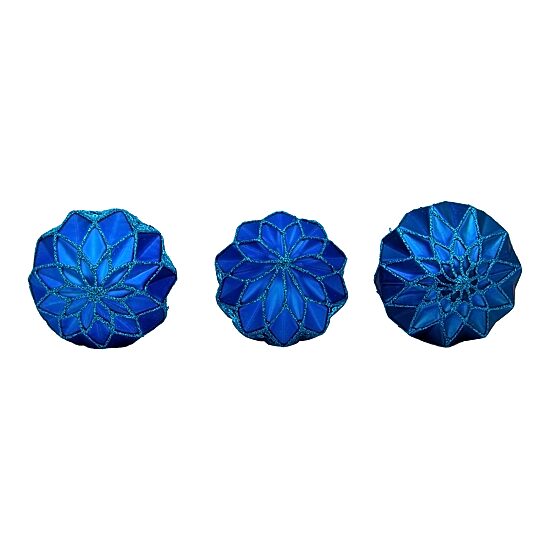 Kurt Adler 80MM Glittered Sequin Blue Ball Finial and Onion 3 Piece Set