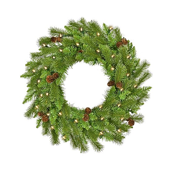 Kurt Adler 24-Inch Pre-Lit Clear Incandescent Pinecone Wreath