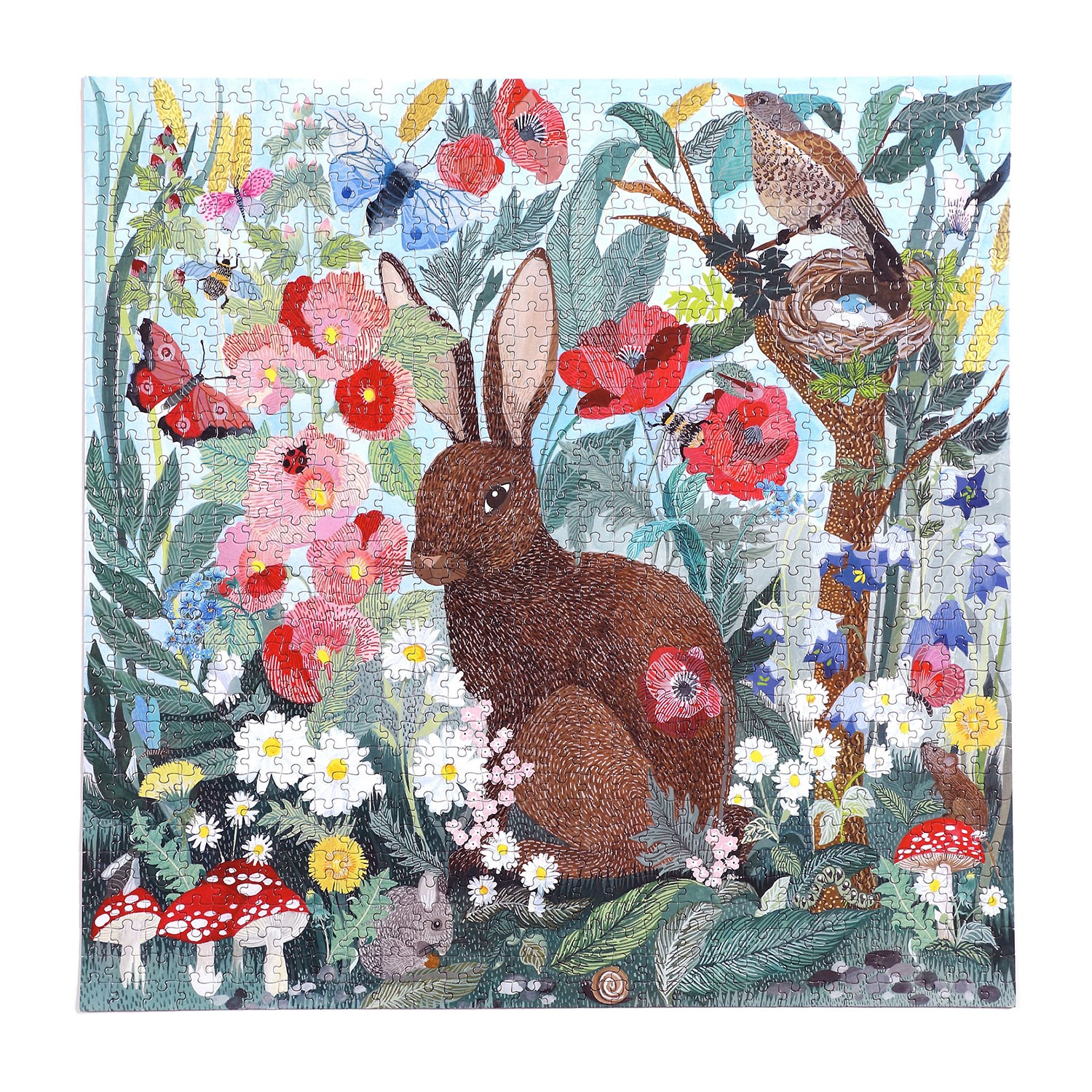 Eeboo Piece And Love Poppy Bunny 1000 Piece Square Adult Jigsaw 1000-pc. Puzzle