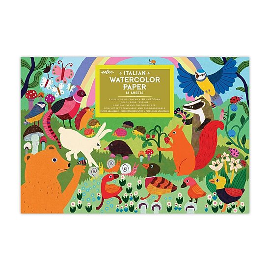 Eeboo Woodland Rainbow Watercolor Pad 16 Sheets Painting Kit