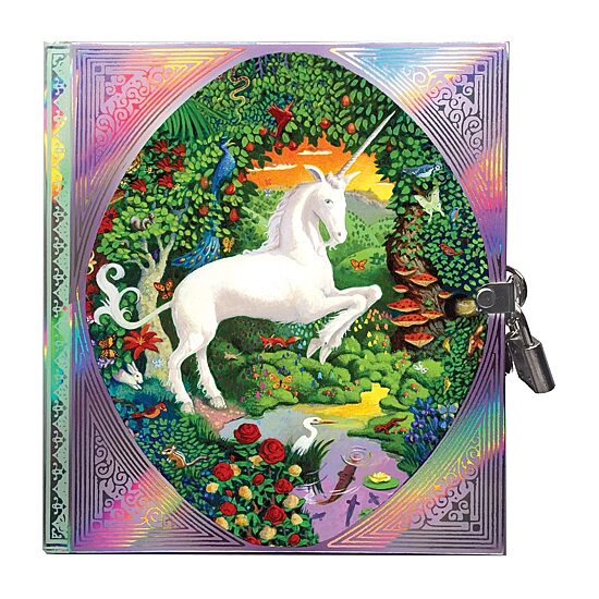 Eeboo Unicorn Hardcover Journal With Lock And Key Art Set