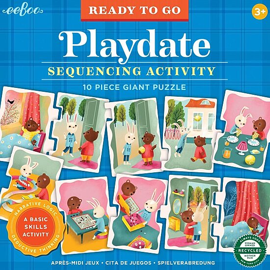 Eeboo Ready To Go Puzzle - Playdate - Sequencing Activity  Ages 3 And Up 10-pc. Puzzle