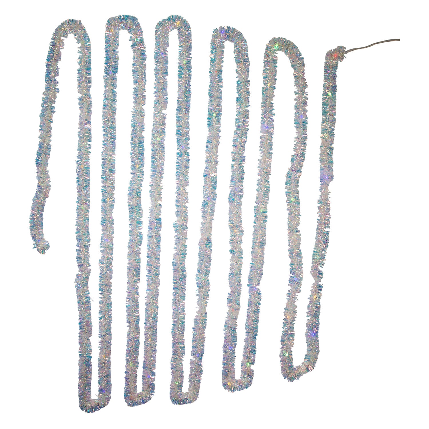 Kurt Adler 32.8-Foot Battery-Operated Iridescent Tinsel Garland with 100 Multi-Colored Lights