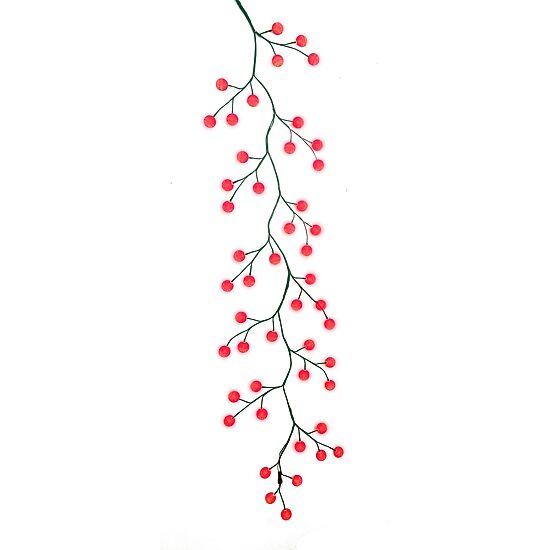 Kurt Adler 6-Foot Green Garland with 48 Red LED and Red Ball Lights