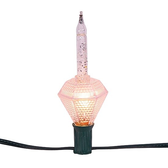 Kurt Adler 7-Light Silver Glitter Diamond Bubble Light Set