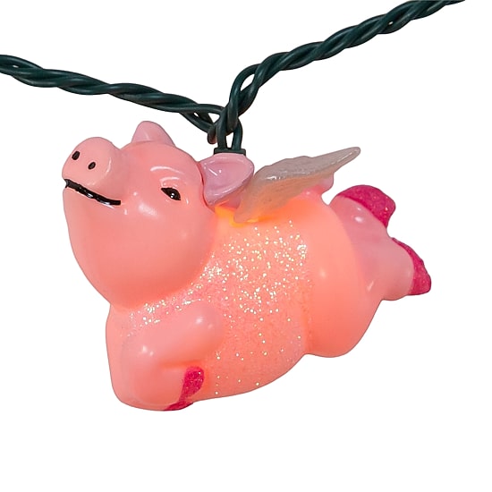 Kurt Adler UL 10-Light Flying Pig Light Set