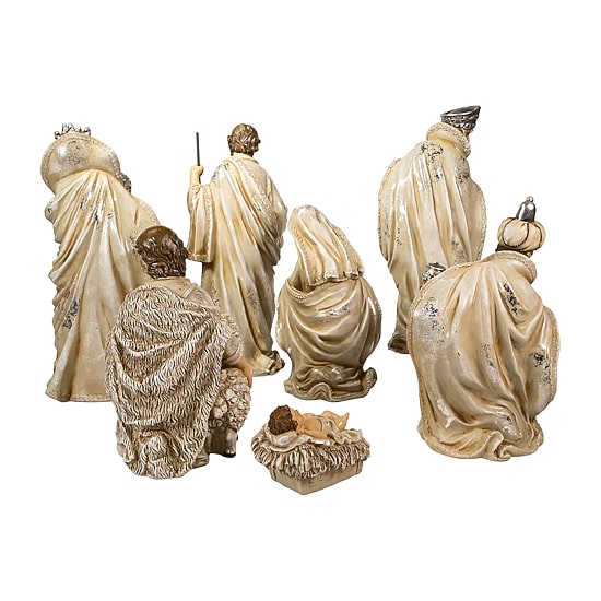 Kurt Adler 3-13-Inch Resin Nativity Table Piece 7 Piece Set
