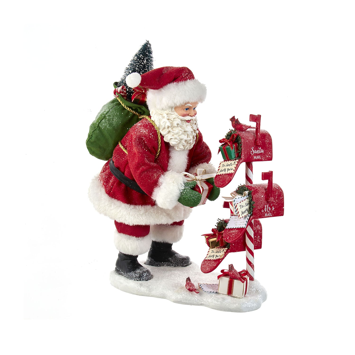 Kurt Adler 10.5-Inch Fabriché Santa Checking Mail