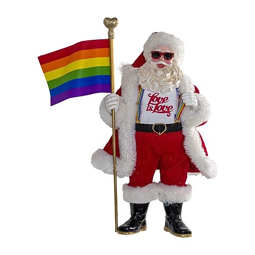Kurt Adler 10-Inch Fabriché Pride Santa, One Size, Red