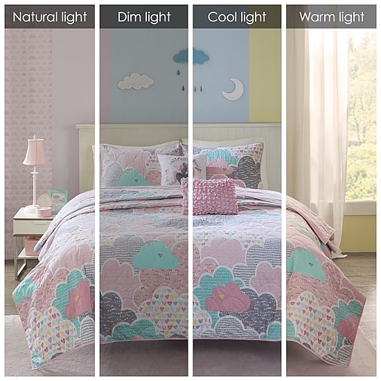 Intelligent Design Bliss Reversible 100% Cotton Quilt Set With Throw Pillows