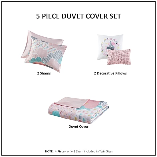 Intelligent Design Bliss 100% Cotton Duvet Cover Set with Decorative Pillows