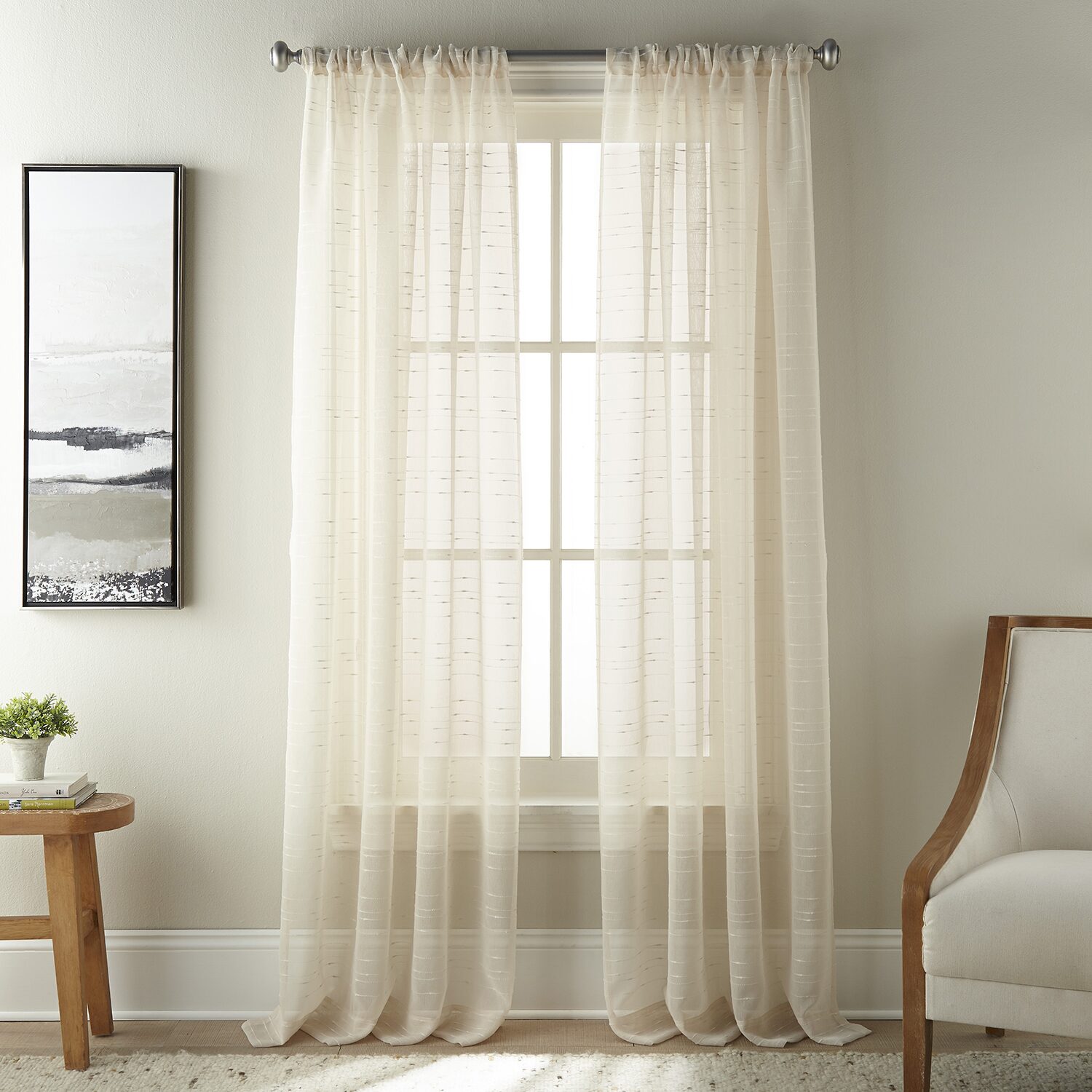 Stratford Park Jenna Rod Pocket Sheer Set of 2 Curtain Panel