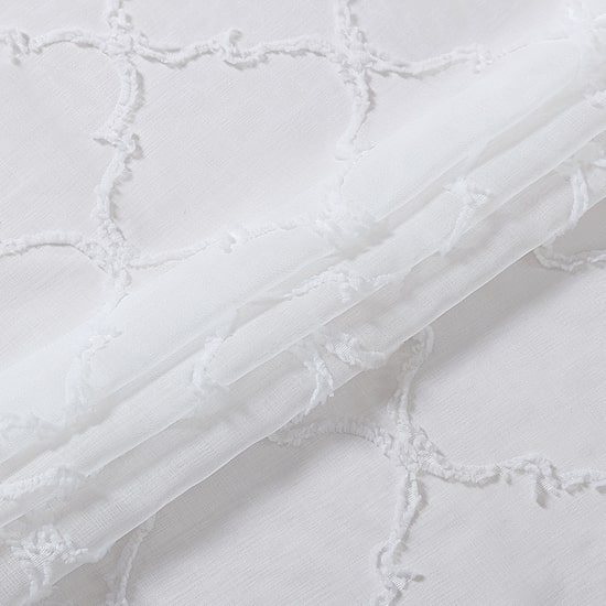 Laura Ashley Berwyn Rod Pocket Embroidered Sheer Set of 4 Curtain Panel