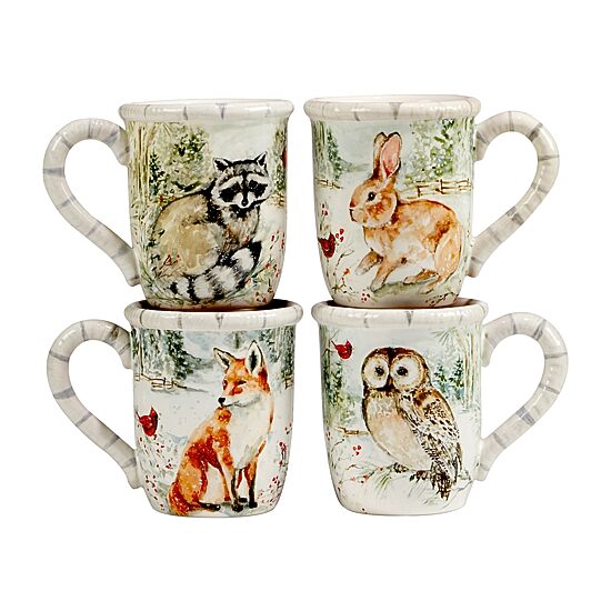 Certified International Winter'S Walk 4-pc. Holiday Coffee Mug