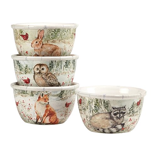 Certified International Winter's Walk 4-pc. Earthenware Ice Cream Bowl, One Size, White
