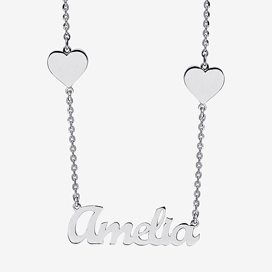 Womens Sterling Silver 16 Inch Name Necklace