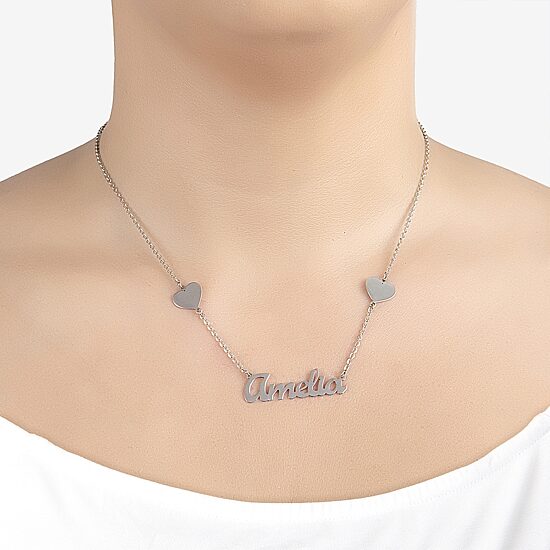 Womens Sterling Silver 16 Inch Name Necklace