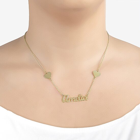 Womens 14K Gold Over Silver 16 Inch Name Necklace