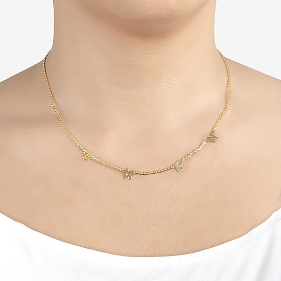 Womens 14K Gold Over Silver 16 Inch Name Necklace