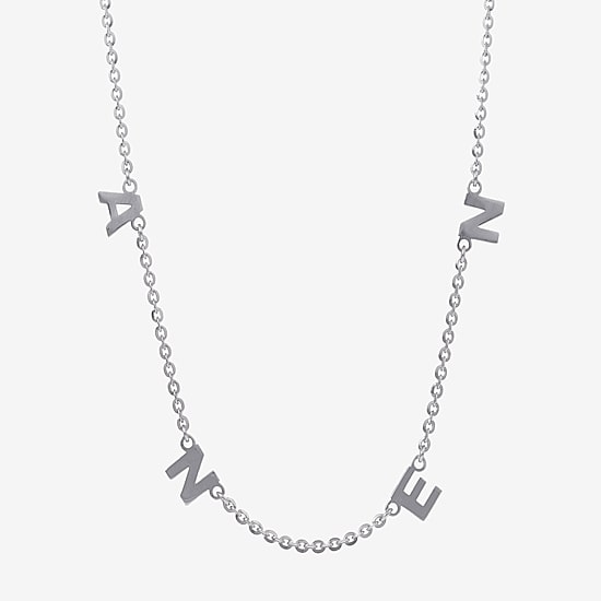 Womens Sterling Silver 18 Inch Name Necklace