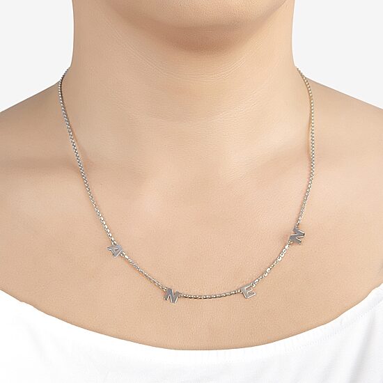 Womens Sterling Silver 18 Inch Name Necklace