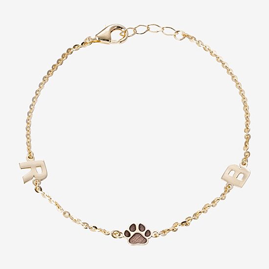 Womens 14K Gold Over Silver 7.25 Inch Solid Cable Id Bracelet