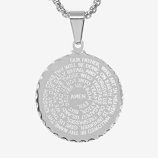 Steeltime Lord's Prayer Mens Stainless Steel Pendant Necklace